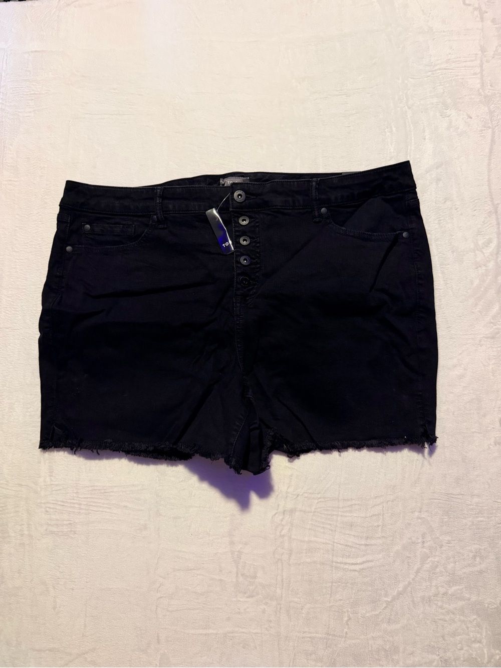 Torrid Hi Rise stretch Black Button-Fly Denim Cutoff Shorts 22